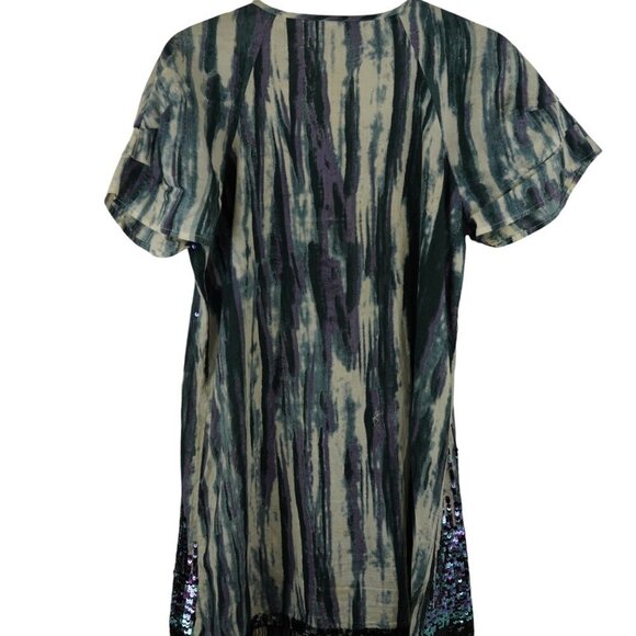 Kas New York Womens Boho Sequin Embellished Short Sleeve Dress S Multicolor - Picture 8 of 9